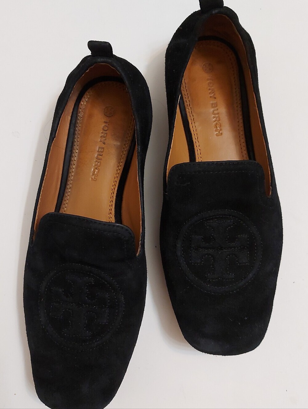 Tory Burch Black Suede Slip-On Loafers​#ToryBurch #BalletFlats #DesignerShoes